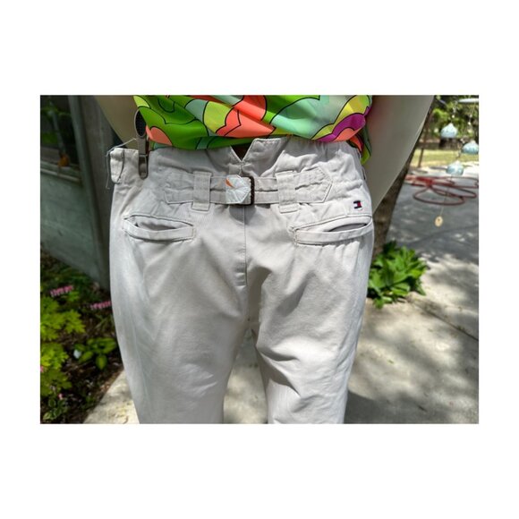 Y2K Tommy Hilfiger Belt Back Trousers Pants Suspender Buttons Straight Leg - Picture 2 of 12